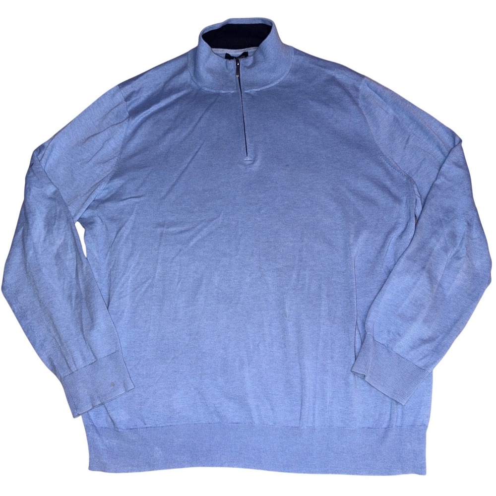 Brooks Brothers Mens Blue Longsleeve 1/4 Zip Supima Cotton Sweater, Size XL
